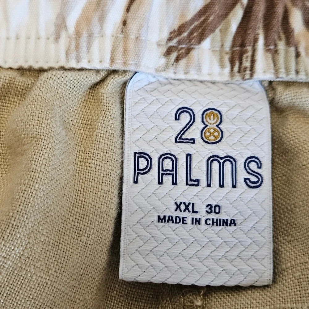 28 Palms 100% Linen Drawstring Pants Mens XXL 30 Tan Khaki Beach Relaxed Summer